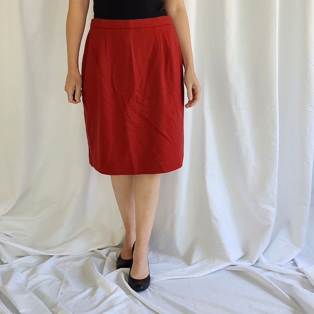 90s‎ Red Wool Pencil Skirt
